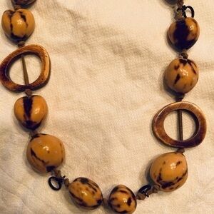 Tiger Kukui Nut Seed Necklace Handmade